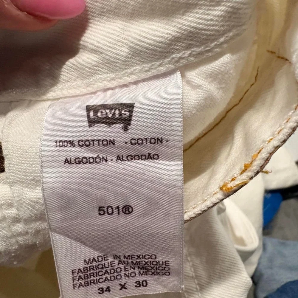 Vintage 2000s Levi's 501 White Button Fly Straight Leg Jeans